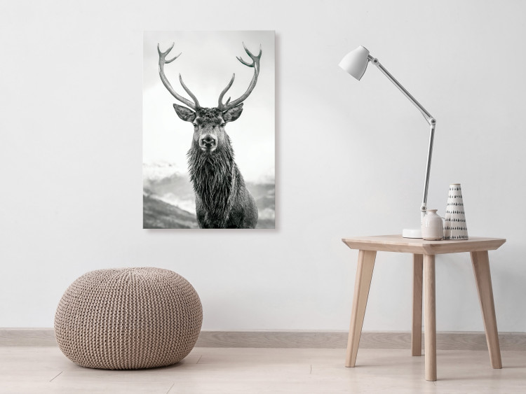 Canvas Lord of Autumn (1-piece) Vertical - black and white animal portrait 130723 additionalImage 3