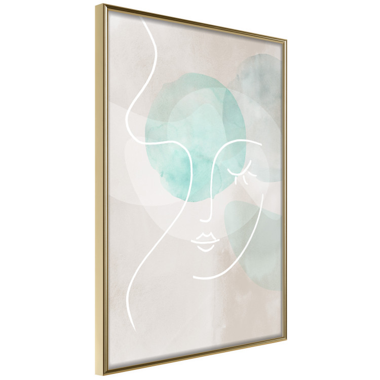 Wall Poster Flirtatious Wink - abstract line art of a face on a pastel background 130823 additionalImage 12