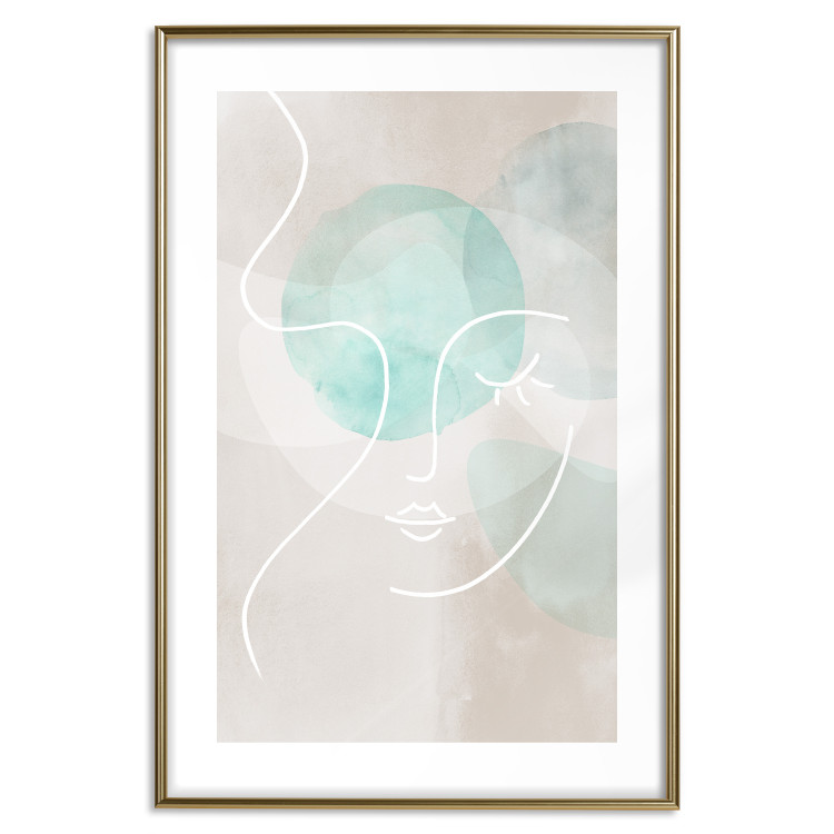 Wall Poster Flirtatious Wink - abstract line art of a face on a pastel background 130823 additionalImage 14