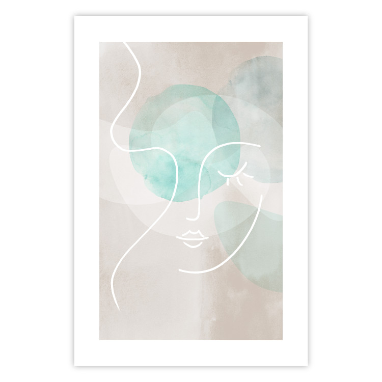 Wall Poster Flirtatious Wink - abstract line art of a face on a pastel background 130823 additionalImage 19