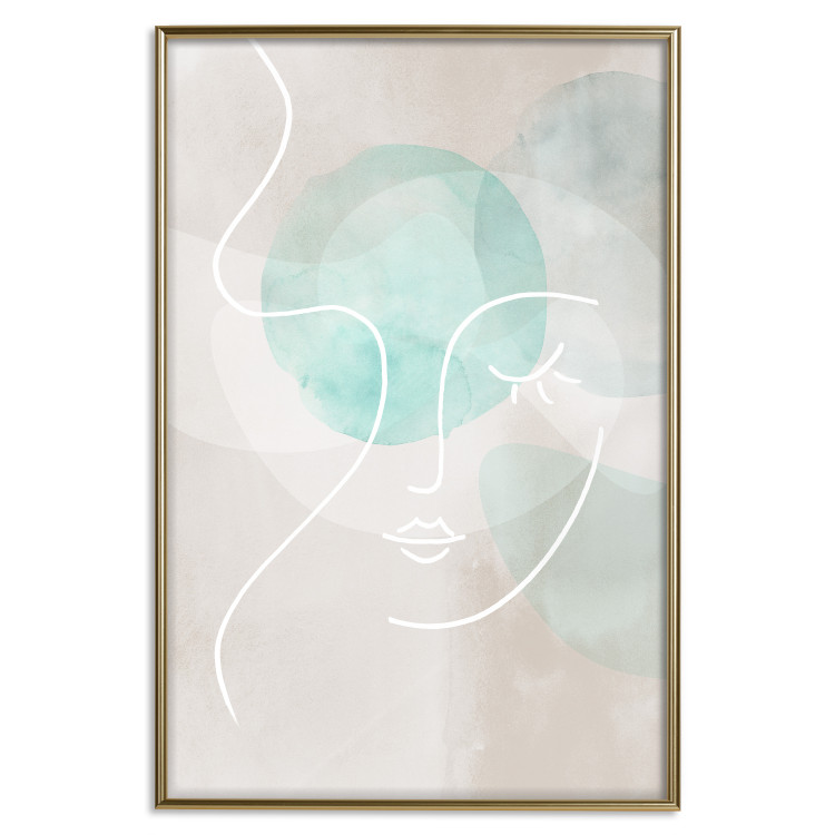 Wall Poster Flirtatious Wink - abstract line art of a face on a pastel background 130823 additionalImage 17