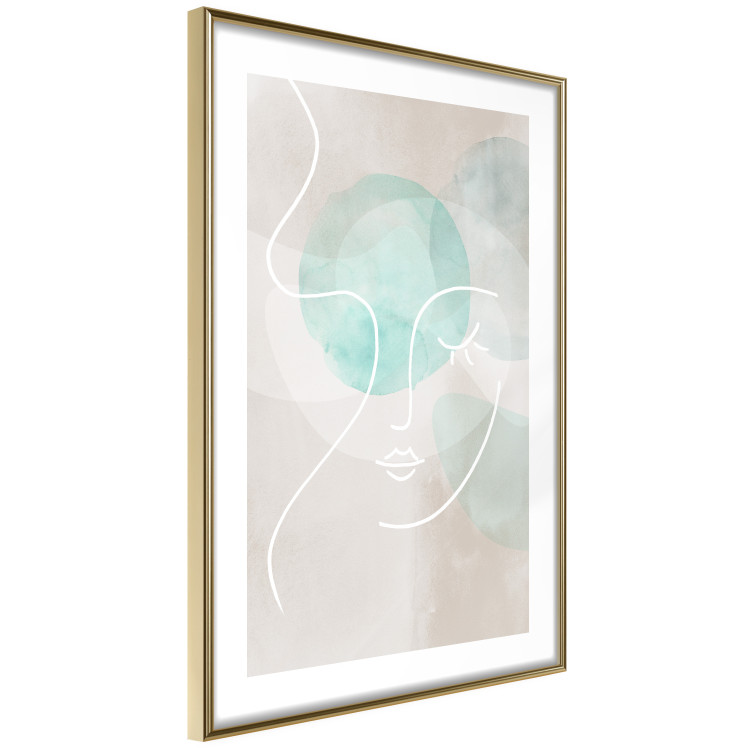 Wall Poster Flirtatious Wink - abstract line art of a face on a pastel background 130823 additionalImage 7