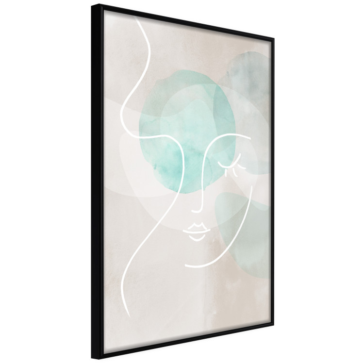 Wall Poster Flirtatious Wink - abstract line art of a face on a pastel background 130823 additionalImage 11