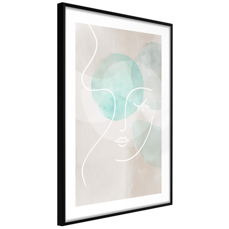 Wall Poster Flirtatious Wink - abstract line art of a face on a pastel background 130823 additionalImage 6