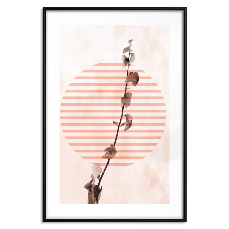 Poster Scrawny Branch - plant in a circle with stripes in an abstract motif 131823 additionalImage 17