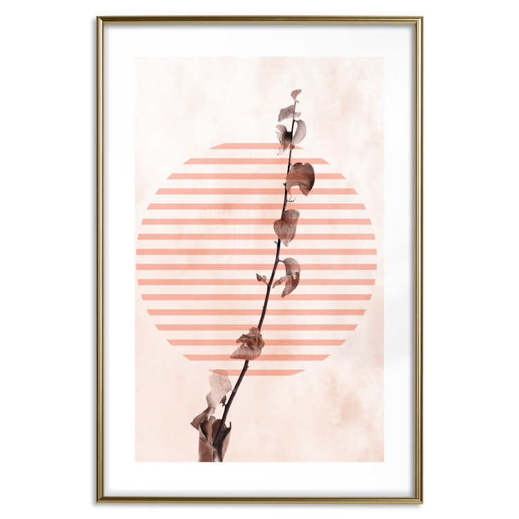 Poster Scrawny Branch - plant in a circle with stripes in an abstract motif 131823 additionalImage 14