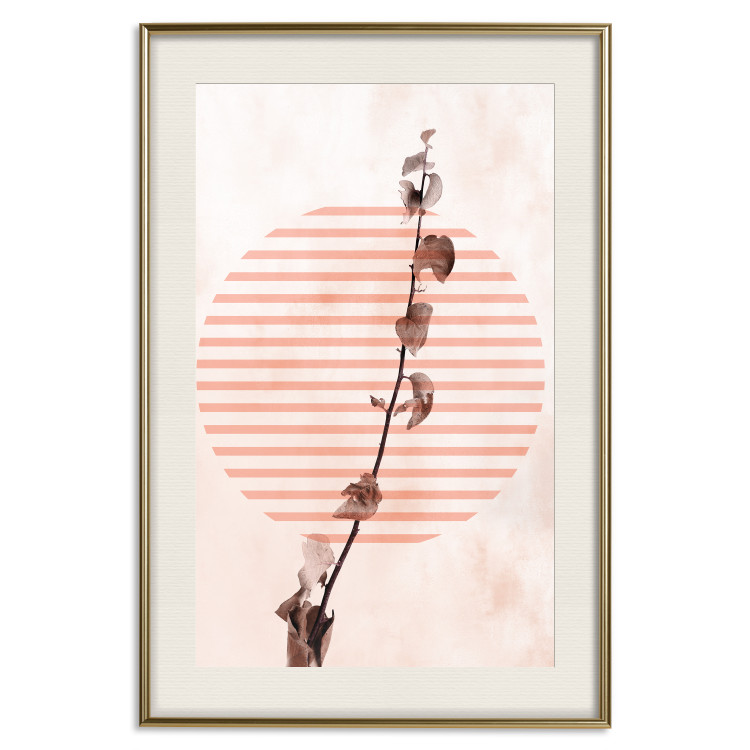 Poster Scrawny Branch - plant in a circle with stripes in an abstract motif 131823 additionalImage 20