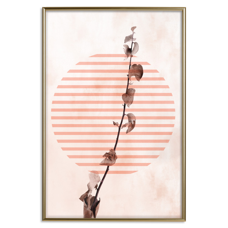 Poster Scrawny Branch - plant in a circle with stripes in an abstract motif 131823 additionalImage 17