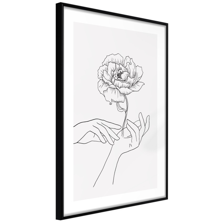 Wall Poster Gentle Touch - black line art of hands and flowers on a solid background 131923 additionalImage 8