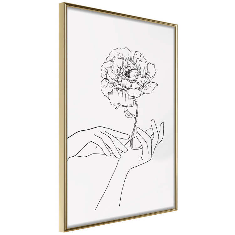 Wall Poster Gentle Touch - black line art of hands and flowers on a solid background 131923 additionalImage 14