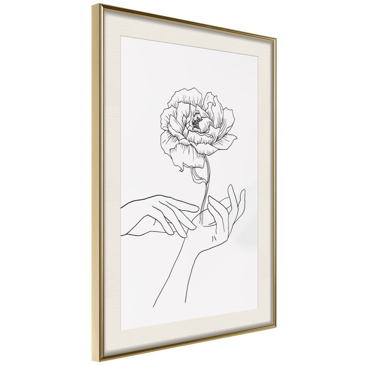 Wall Poster Gentle Touch - black line art of hands and flowers on a solid background 131923 additionalImage 3