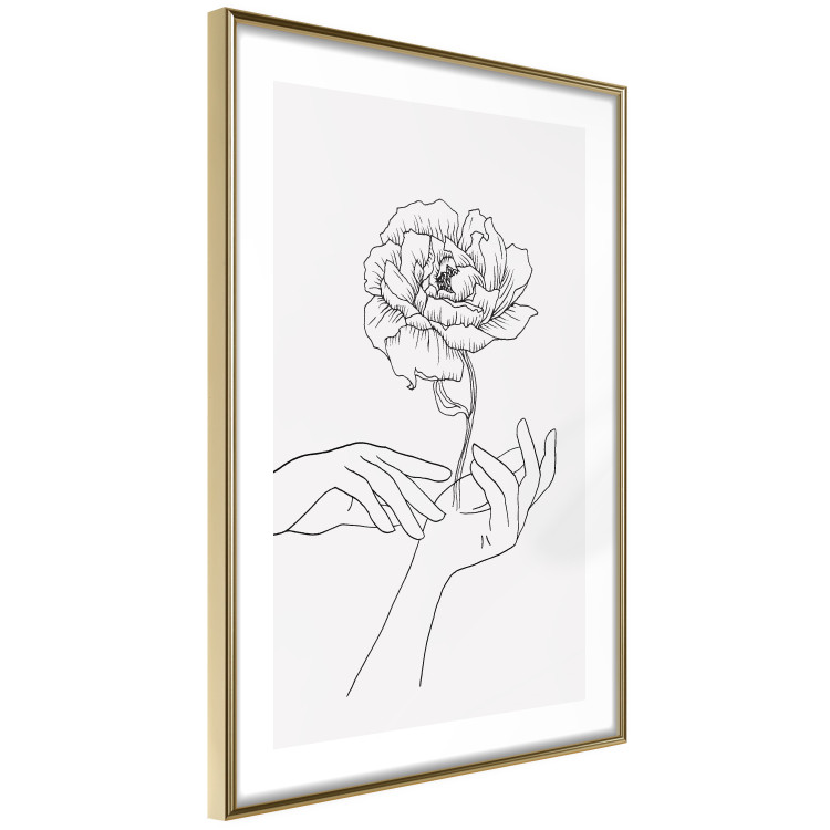 Wall Poster Gentle Touch - black line art of hands and flowers on a solid background 131923 additionalImage 7
