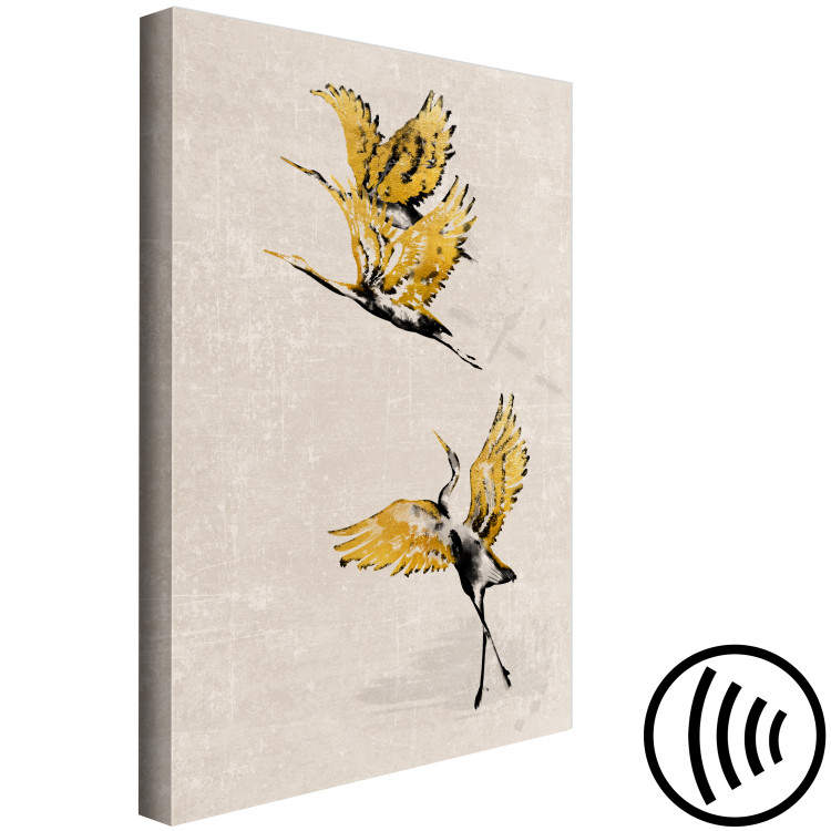 Canvas Print Golden cranes - a stylized japanese-style composition in beige 136523 additionalImage 6
