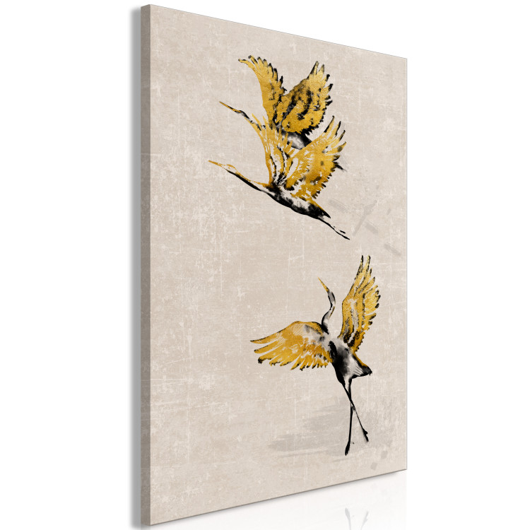 Canvas Print Golden cranes - a stylized japanese-style composition in beige 136523 additionalImage 2