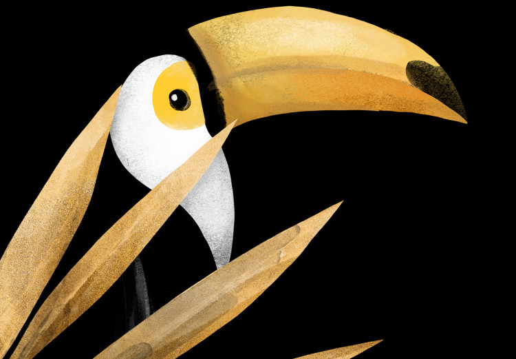 Canvas Art Print Gray Lemur and Toucan (4-piece) - animals amidst exotic leaves 138523 additionalImage 4