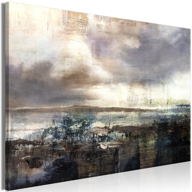 Canvas Art Print Dark Land (1-piece) Wide - abstraction in shades of brown 138823 additionalImage 2