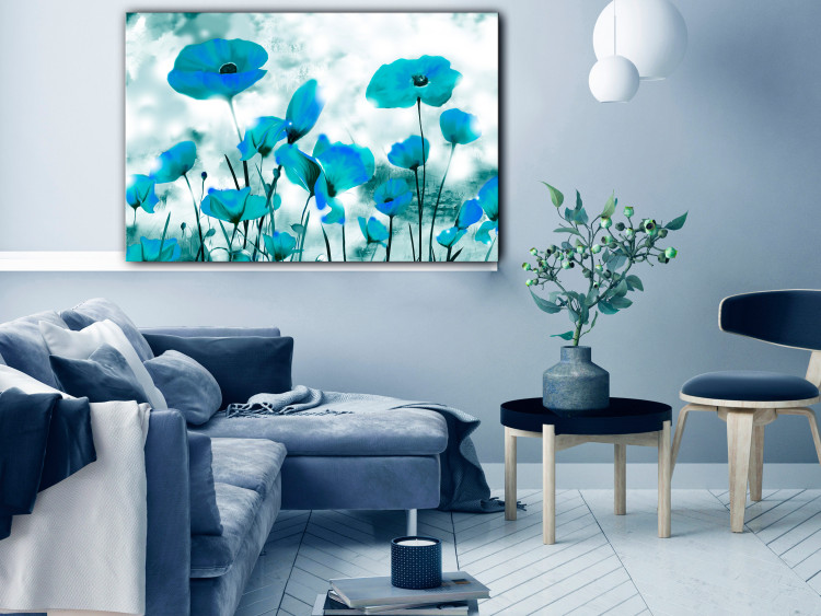 Canvas Emerald Poppies (1-piece) Wide - flowers under a blue sky 142323 additionalImage 3