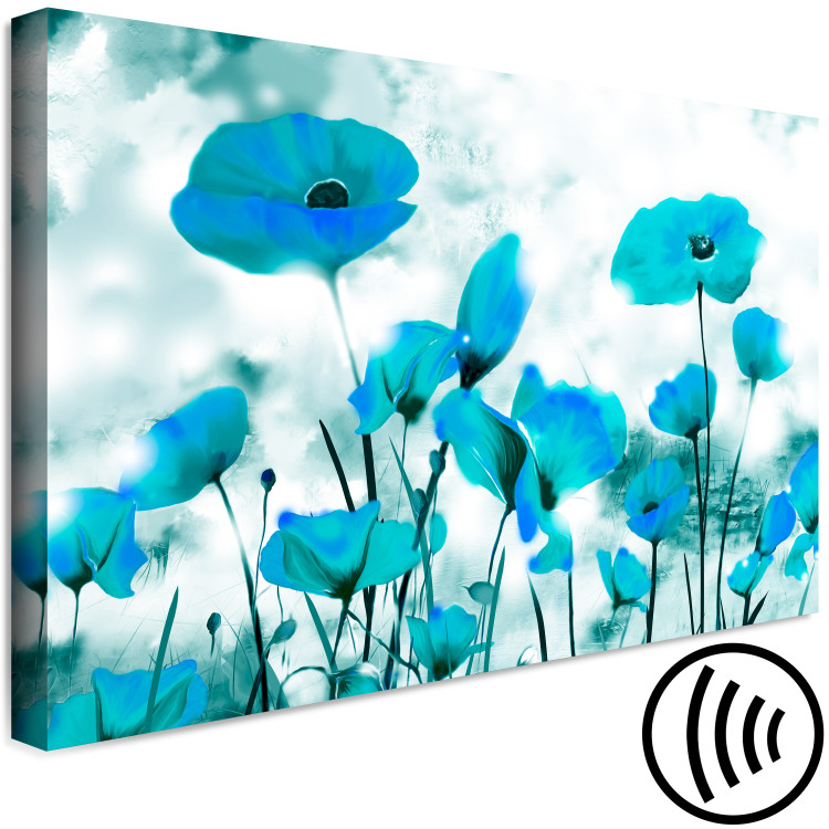 Canvas Emerald Poppies (1-piece) Wide - flowers under a blue sky 142323 additionalImage 6