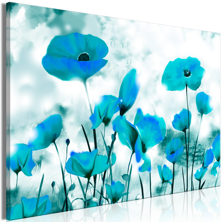 Canvas Emerald Poppies (1-piece) Wide - flowers under a blue sky 142323 additionalImage 2