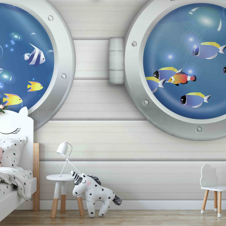 Wall Mural Sailor's adventure - colourful fish and white ship motif for children 143223 additionalImage 6