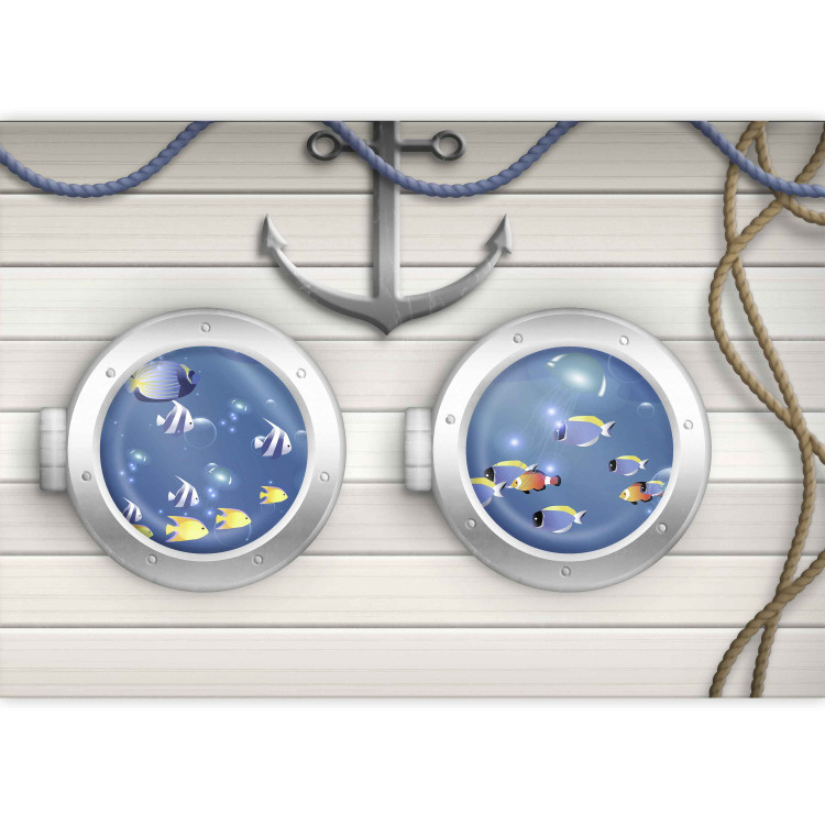 Wall Mural Sailor's adventure - colourful fish and white ship motif for children 143223 additionalImage 3