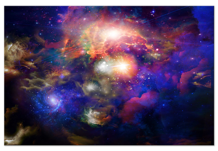 Canvas Art Print Luminous Planets (1-piece) - colorful landscape amidst starlight 145123