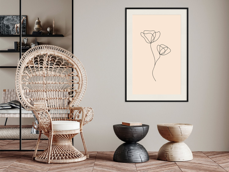 Poster Linear Flower - Delicate Minimalist Composition on a Beige Background 146323 additionalImage 23