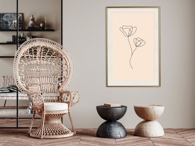 Poster Linear Flower - Delicate Minimalist Composition on a Beige Background 146323 additionalImage 21