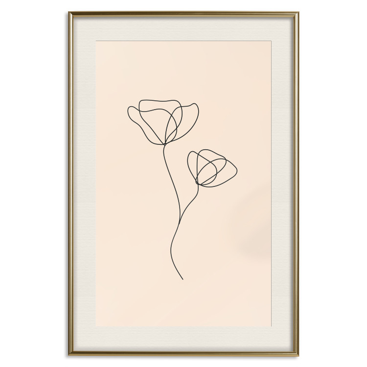 Poster Linear Flower - Delicate Minimalist Composition on a Beige Background 146323 additionalImage 25