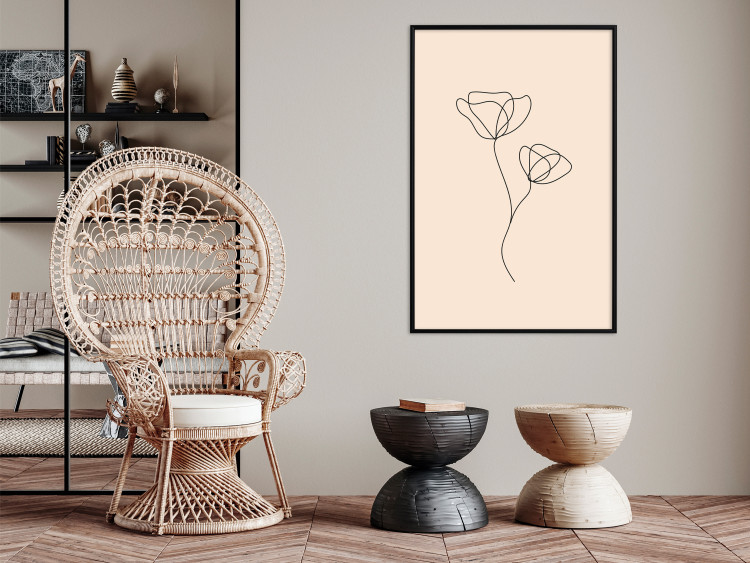Poster Linear Flower - Delicate Minimalist Composition on a Beige Background 146323 additionalImage 14