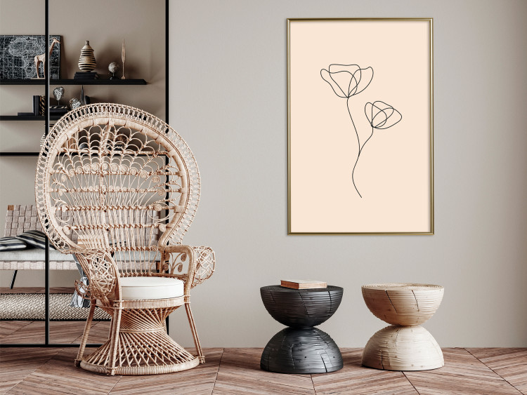 Poster Linear Flower - Delicate Minimalist Composition on a Beige Background 146323 additionalImage 15