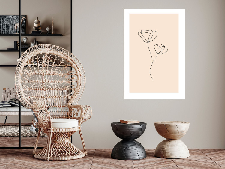Poster Linear Flower - Delicate Minimalist Composition on a Beige Background 146323 additionalImage 10