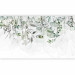 Photo Wallpaper Watercolor Nature - Green Leaves, Flowers and Fruit on a Light Background 146423 additionalThumb 1
