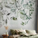 Photo Wallpaper Watercolor Nature - Green Leaves, Flowers and Fruit on a Light Background 146423 additionalThumb 2