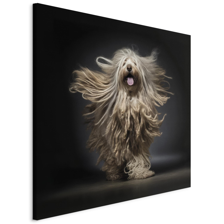 Canvas Art Print AI Bergamasco Dog - Happily Running Shaggy Animal - Square 150223 additionalImage 2