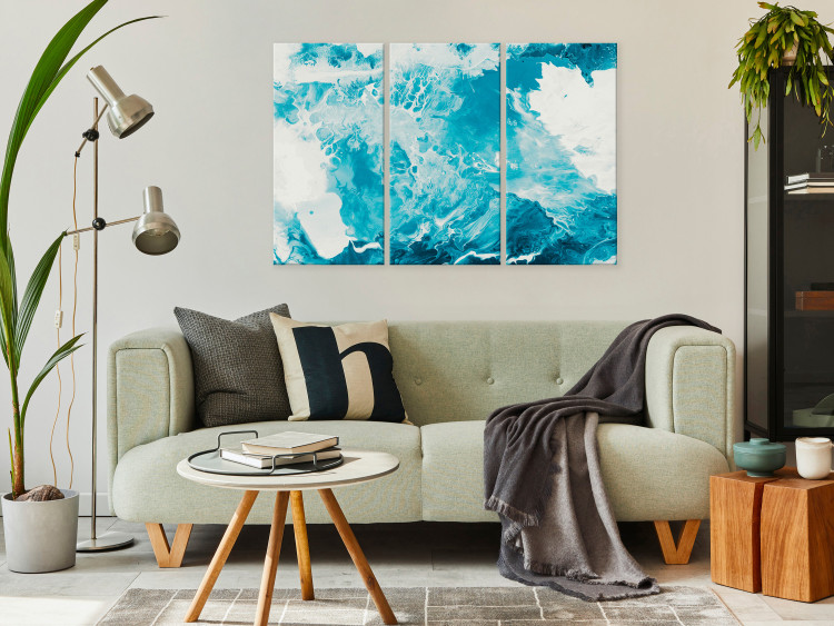 Canvas Art Print Abstract Blue - Marble-Like Marine Colors 151823 additionalImage 3