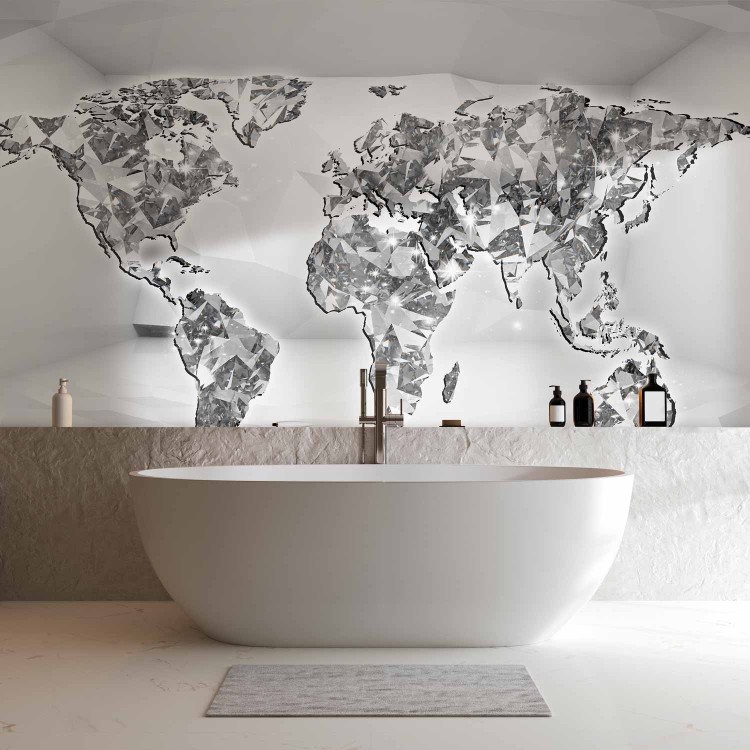 Wall Mural Diamond Map - World map with a diamond motif on a white background 61823 additionalImage 8