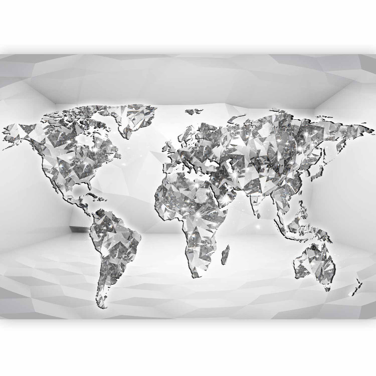 Wall Mural Diamond Map - World map with a diamond motif on a white background 61823 additionalImage 5