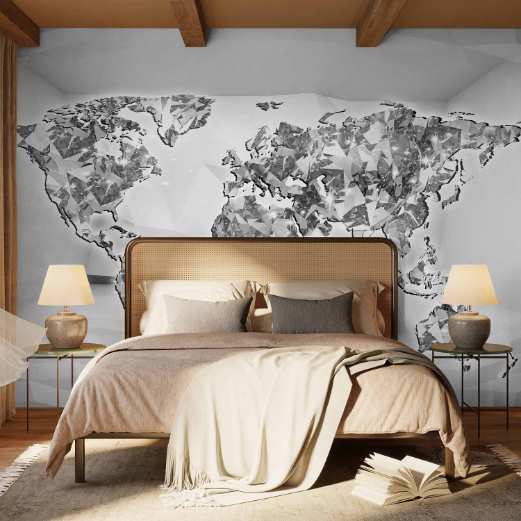 Wall Mural Diamond Map - World map with a diamond motif on a white background 61823 additionalImage 2
