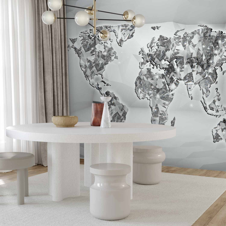 Wall Mural Diamond Map - World map with a diamond motif on a white background 61823 additionalImage 7