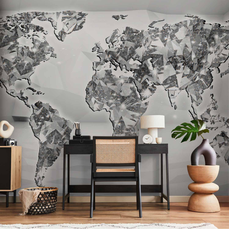 Wall Mural Diamond Map - World map with a diamond motif on a white background 61823 additionalImage 4
