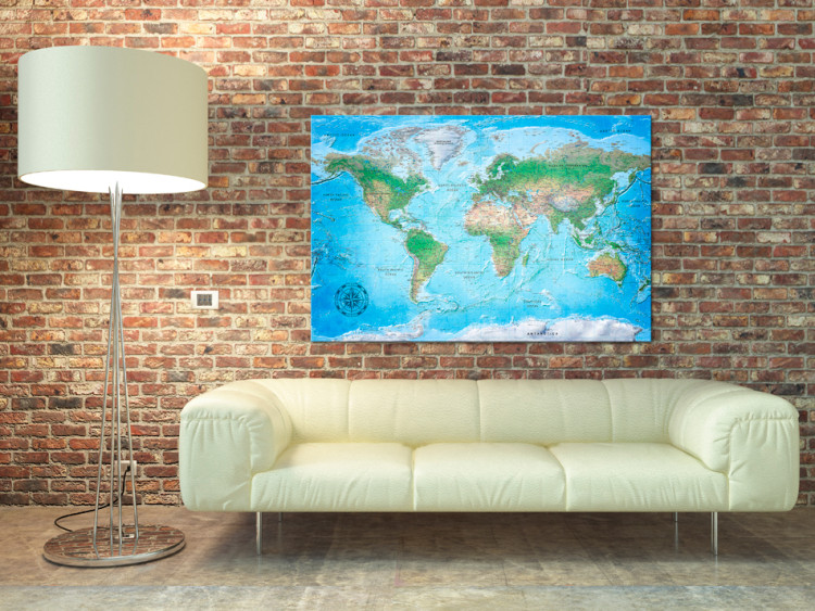 Canvas Art Print Journey with a Compass (1-part) - Classic Blue World Map 95923 additionalImage 3