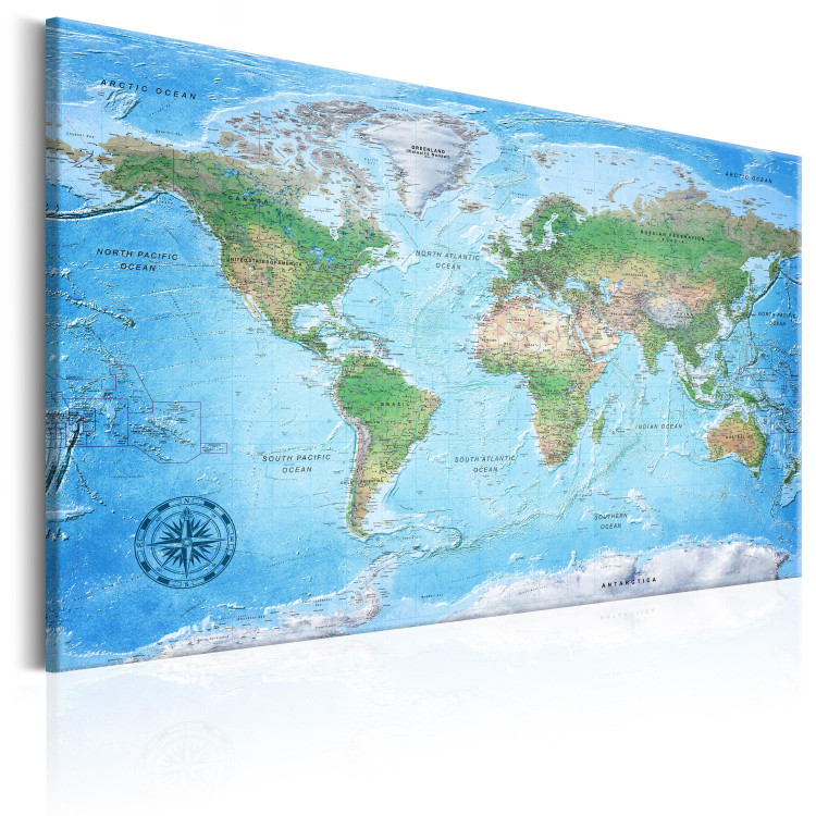 Canvas Art Print Journey with a Compass (1-part) - Classic Blue World Map 95923 additionalImage 2