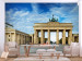 Photo Wallpaper Urban architecture of Berlin - Brandenburg Gate and sky with clouds 97223