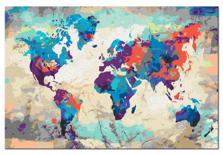 Paint by number World Map (Blue & Red) 107133 additionalImage 6