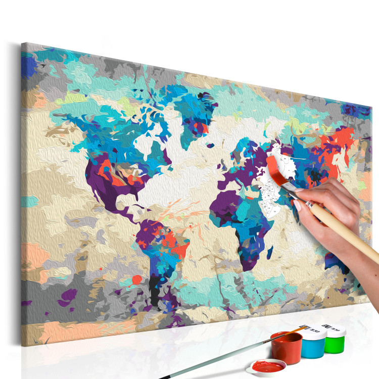 Paint by number World Map (Blue & Red) 107133 additionalImage 3