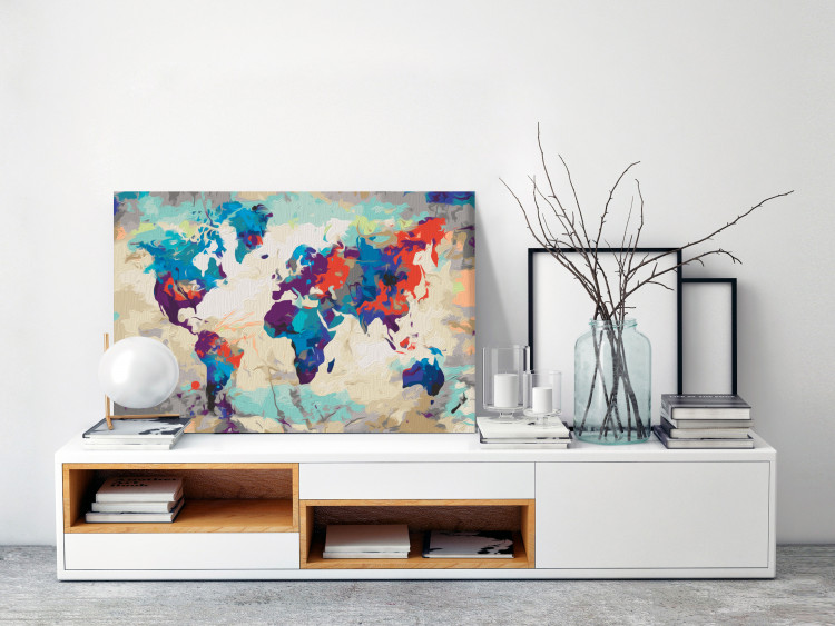 Paint by number World Map (Blue & Red) 107133 additionalImage 2