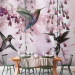 Photo Wallpaper Flying birds - motif of hummingbirds among flowers in pink shades 108033 additionalThumb 6