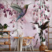 Photo Wallpaper Flying birds - motif of hummingbirds among flowers in pink shades 108033 additionalThumb 4