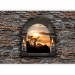 Wall Mural View from a castle window - landscape with outlines of trees at sunset 114933 additionalThumb 1